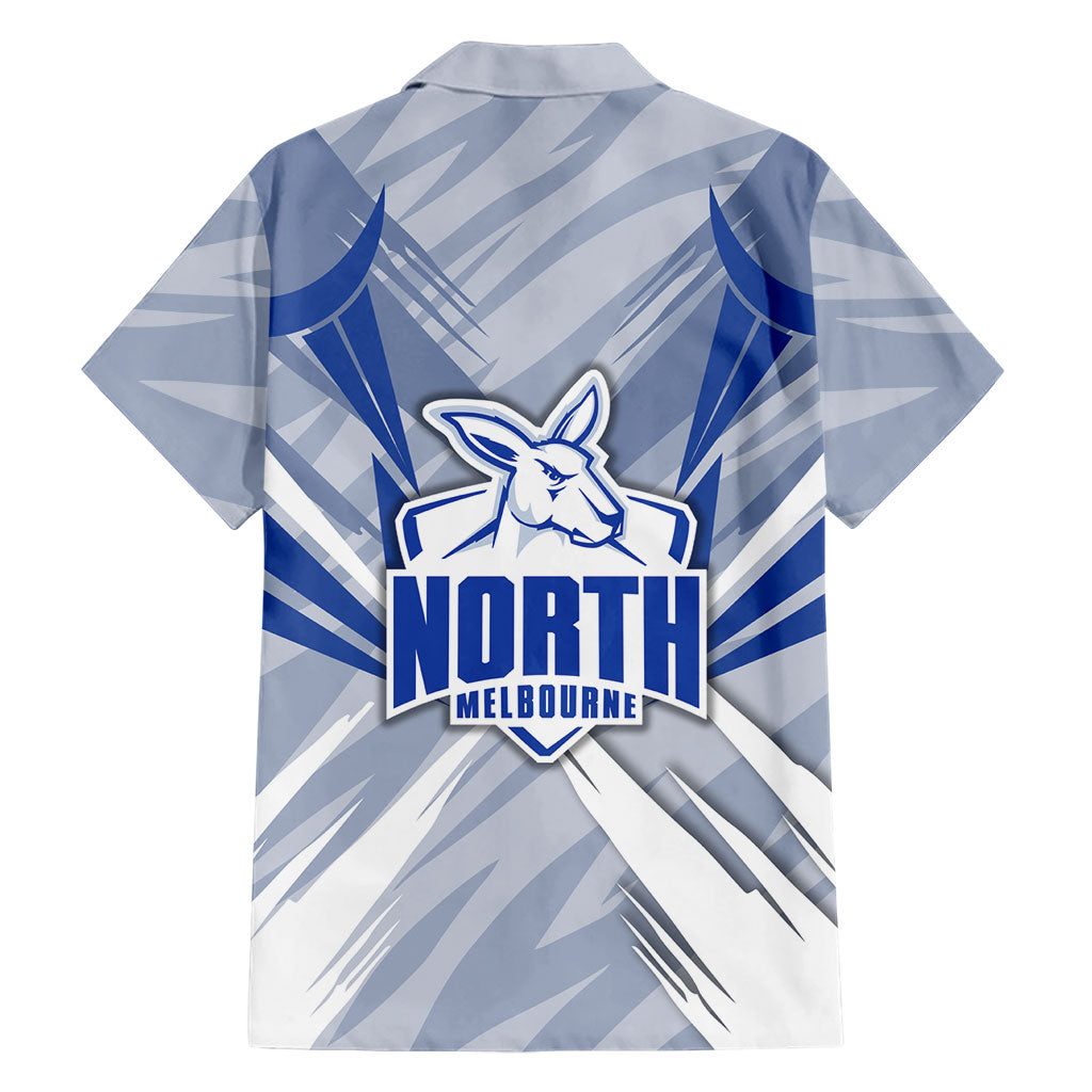 North Melbourne Kangaroos Australian Football Family Matching Off Shoulder Maxi Dress and Hawaiian Shirt Powerful Kangaroo Mascot - Bold Team Colors