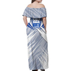 North Melbourne Kangaroos Australian Football Family Matching Off Shoulder Maxi Dress and Hawaiian Shirt Powerful Kangaroo Mascot - Bold Team Colors