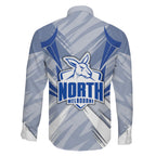 North Melbourne Kangaroos Australian Football Family Matching Off Shoulder Short Dress and Hawaiian Shirt Powerful Kangaroo Mascot - Bold Team Colors