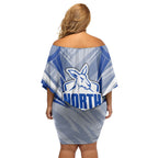 North Melbourne Kangaroos Australian Football Family Matching Off Shoulder Short Dress and Hawaiian Shirt Powerful Kangaroo Mascot - Bold Team Colors