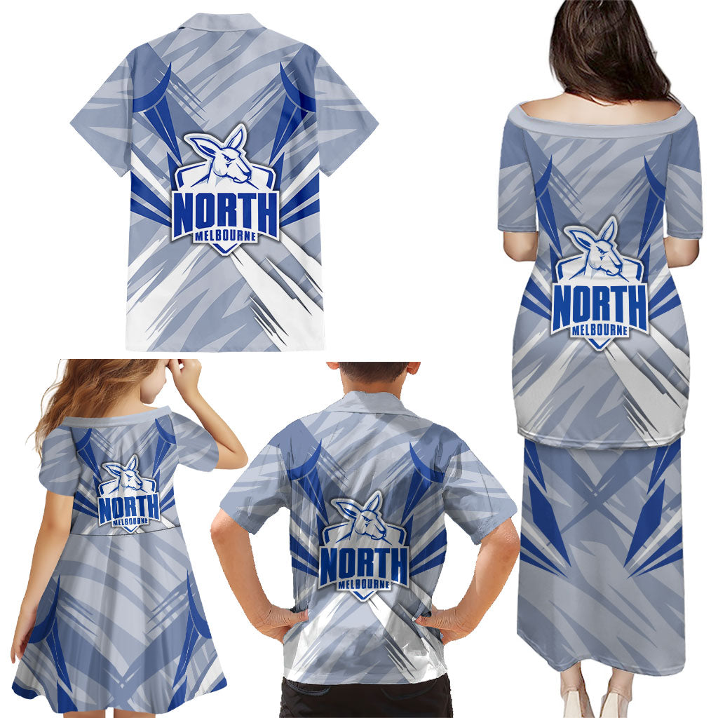 North Melbourne Kangaroos Australian Football Family Matching Puletasi and Hawaiian Shirt Powerful Kangaroo Mascot - Bold Team Colors