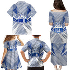 North Melbourne Kangaroos Australian Football Family Matching Puletasi and Hawaiian Shirt Powerful Kangaroo Mascot - Bold Team Colors
