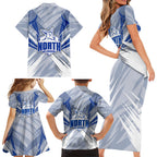 North Melbourne Kangaroos Australian Football Family Matching Short Sleeve Bodycon Dress and Hawaiian Shirt Powerful Kangaroo Mascot - Bold Team Colors