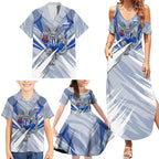 North Melbourne Kangaroos Australian Football Family Matching Summer Maxi Dress and Hawaiian Shirt Powerful Kangaroo Mascot - Bold Team Colors