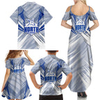 North Melbourne Kangaroos Australian Football Family Matching Summer Maxi Dress and Hawaiian Shirt Powerful Kangaroo Mascot - Bold Team Colors