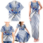 North Melbourne Kangaroos Australian Football Family Matching Tank Maxi Dress and Hawaiian Shirt Powerful Kangaroo Mascot - Bold Team Colors