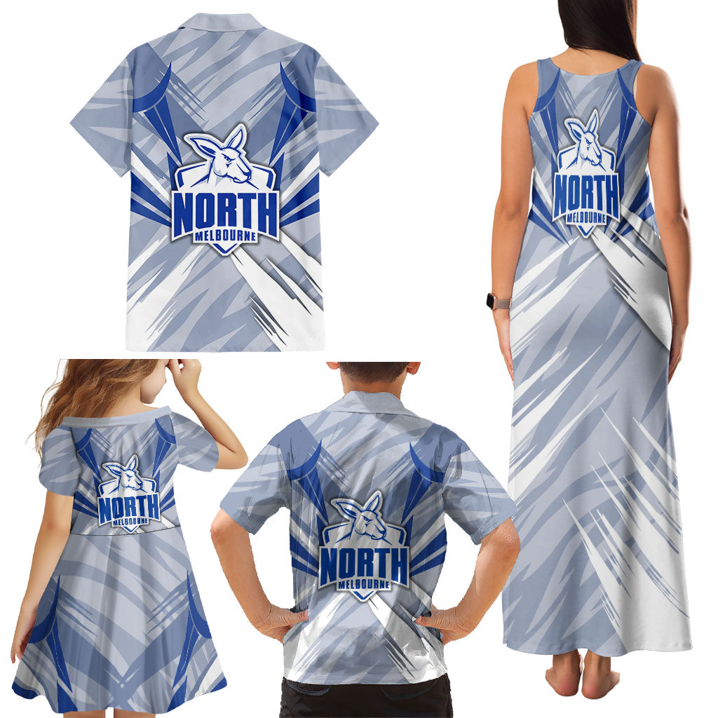 North Melbourne Kangaroos Australian Football Family Matching Tank Maxi Dress and Hawaiian Shirt Powerful Kangaroo Mascot - Bold Team Colors