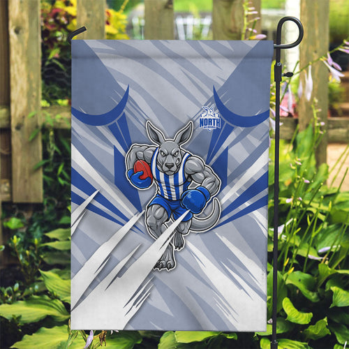 North Melbourne Kangaroos Australian Football Garden Flag Powerful Kangaroo Mascot - Bold Team Colors