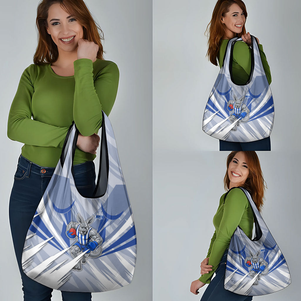 North Melbourne Kangaroos Australian Football Grocery Bag Powerful Kangaroo Mascot - Bold Team Colors
