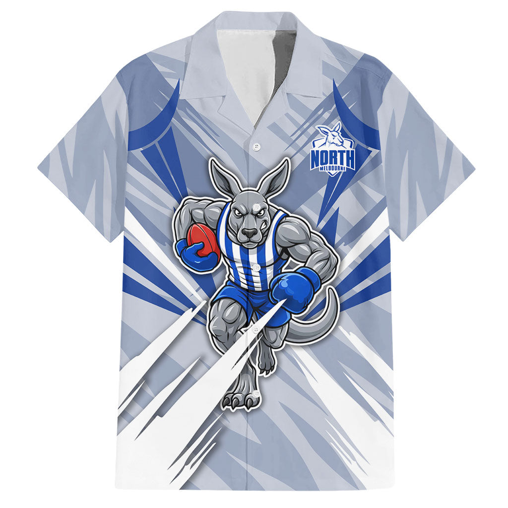 North Melbourne Kangaroos Australian Football Hawaiian Shirt Powerful Kangaroo Mascot - Bold Team Colors