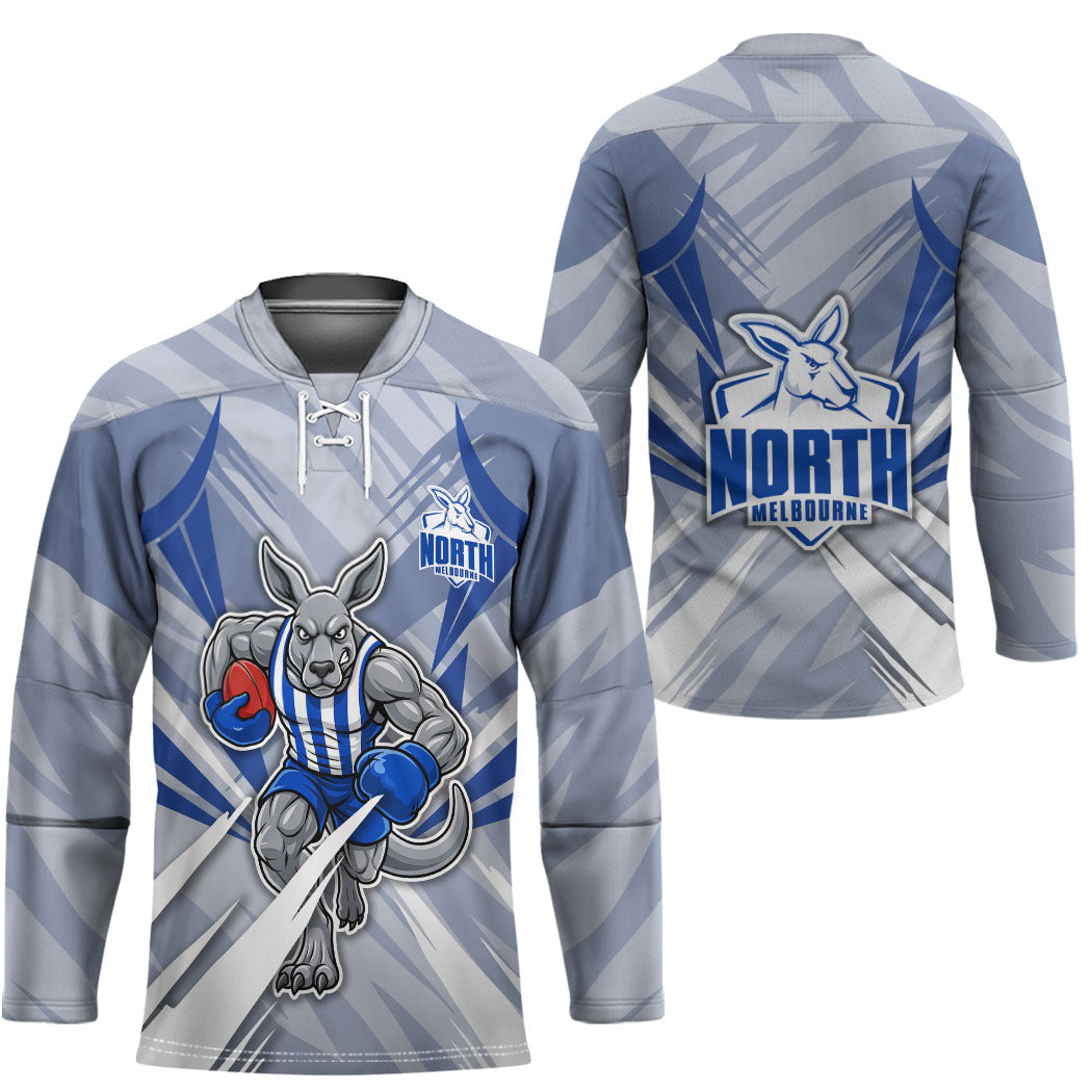 North Melbourne Kangaroos Australian Football Hockey Jersey Powerful Kangaroo Mascot - Bold Team Colors