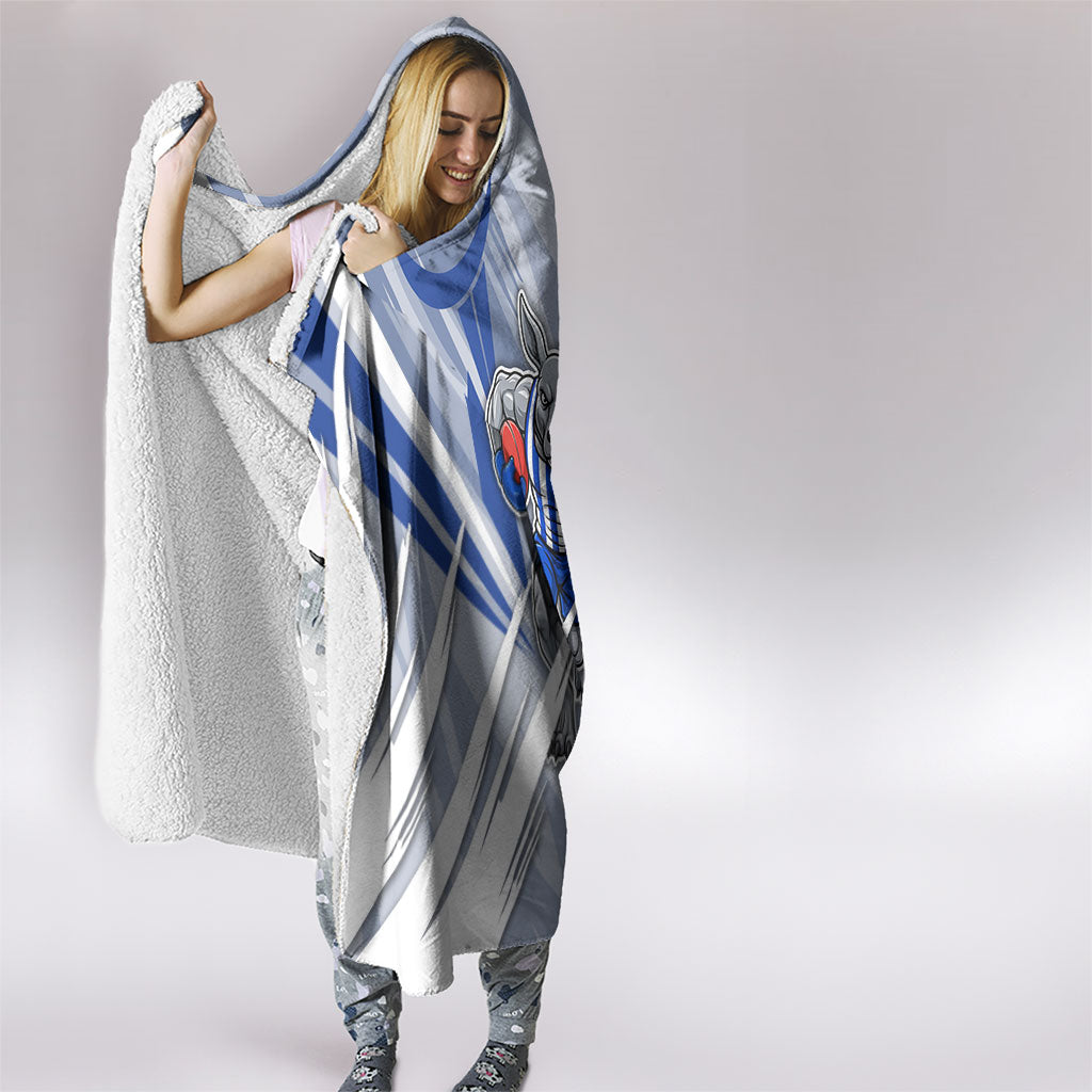 North Melbourne Kangaroos Australian Football Hooded Blanket Powerful Kangaroo Mascot - Bold Team Colors