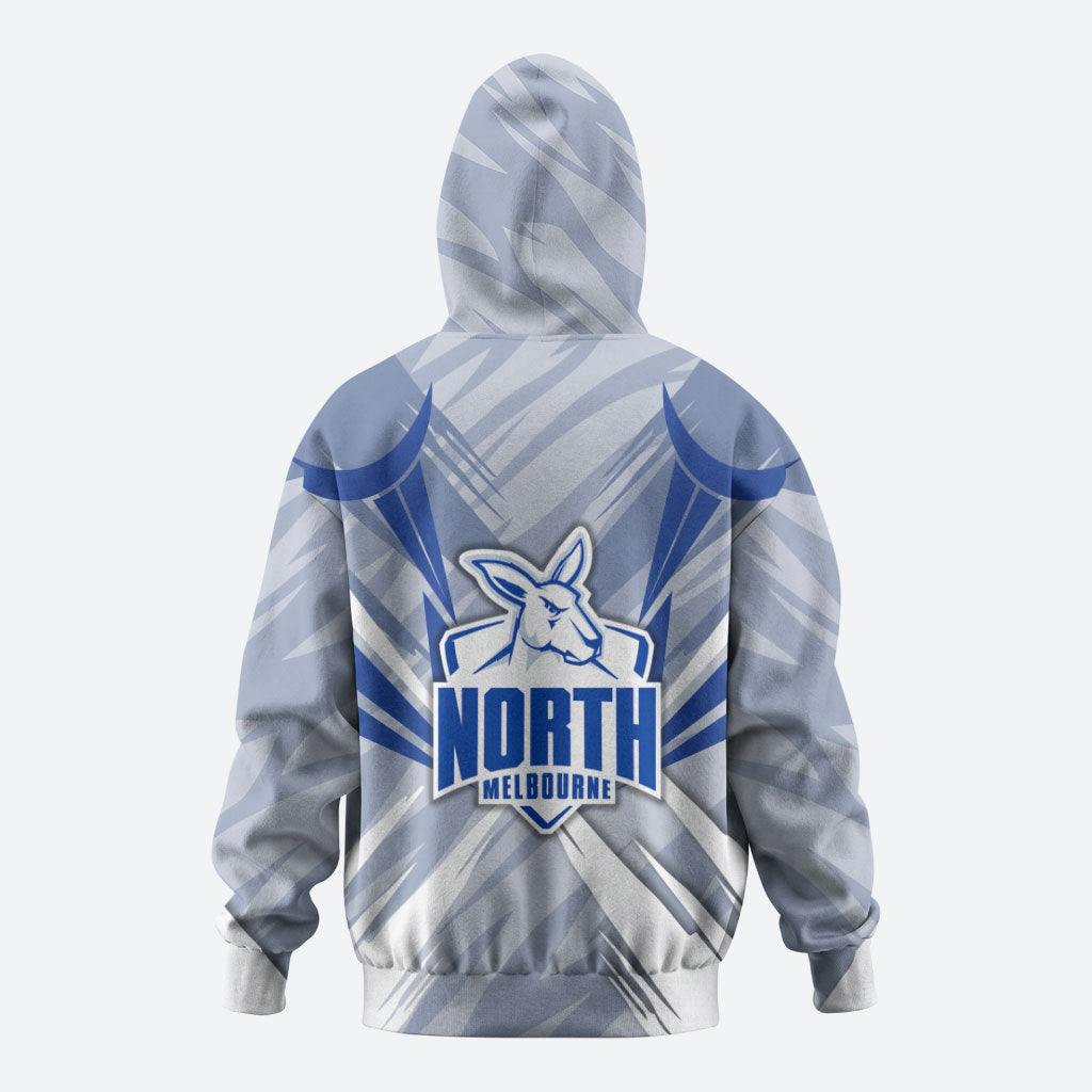 North Melbourne Kangaroos Australian Football Hoodie Powerful Kangaroo Mascot - Bold Team Colors