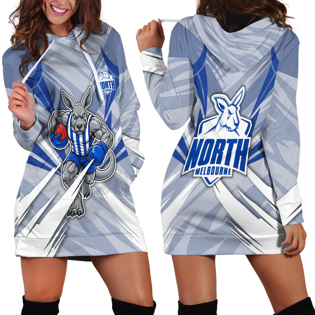 North Melbourne Kangaroos Australian Football Hoodie Dress Powerful Kangaroo Mascot - Bold Team Colors