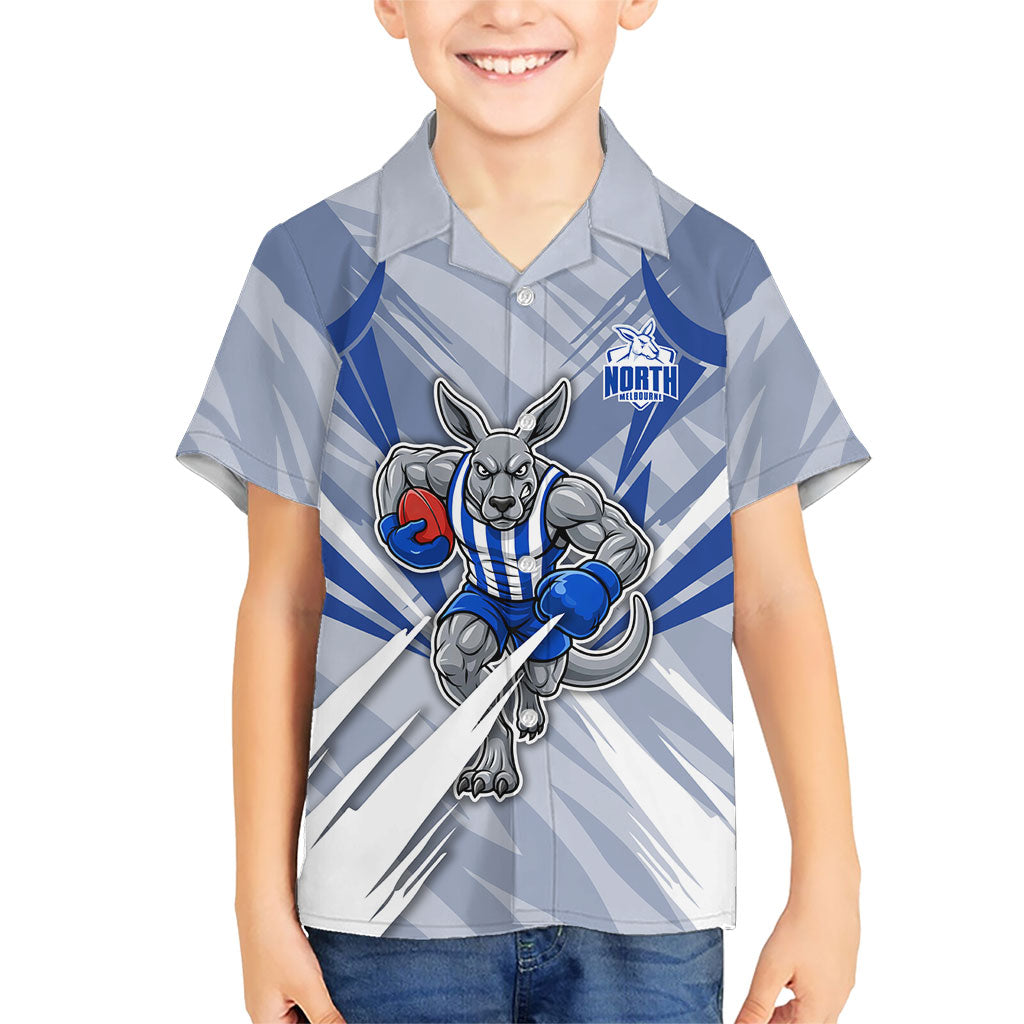 North Melbourne Kangaroos Australian Football Kid Hawaiian Shirt Powerful Kangaroo Mascot - Bold Team Colors