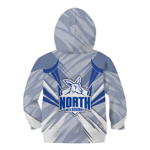 North Melbourne Kangaroos Australian Football Kid Hoodie Powerful Kangaroo Mascot - Bold Team Colors