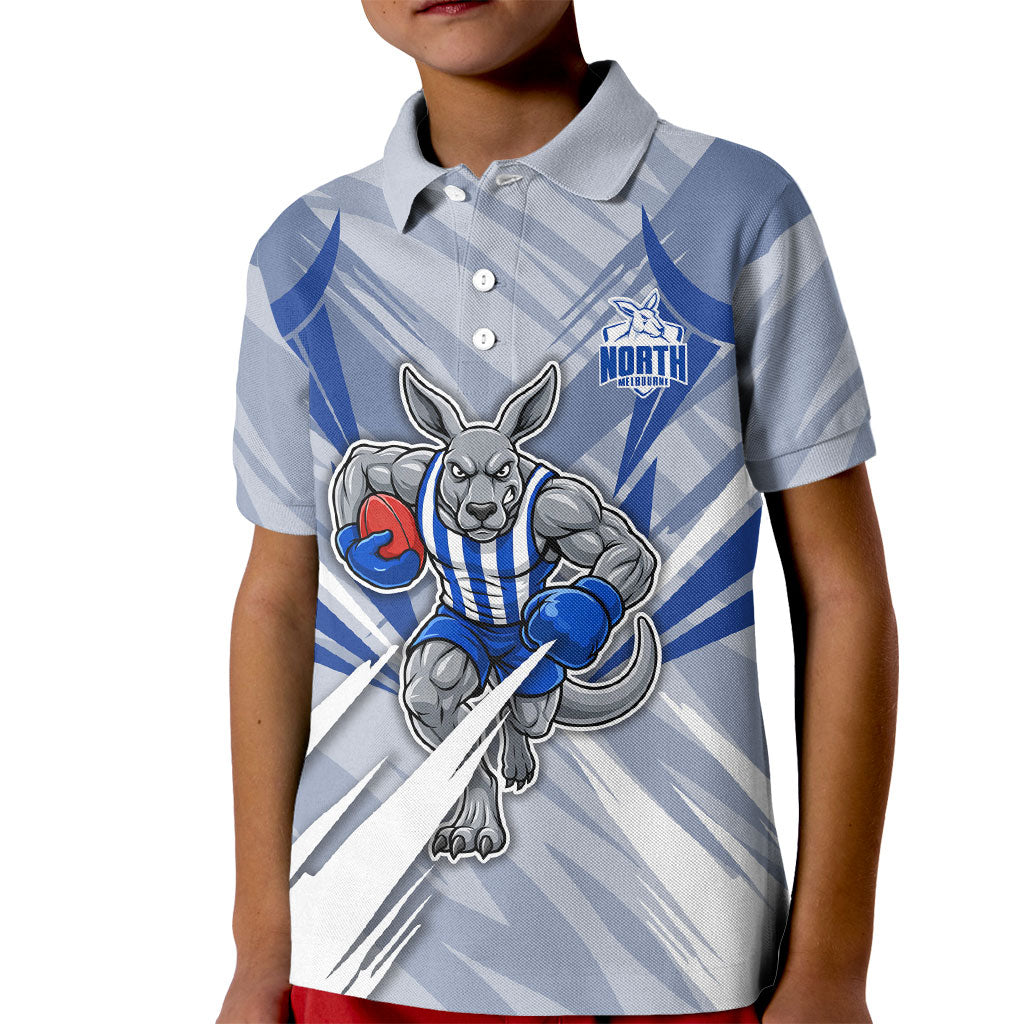 North Melbourne Kangaroos Australian Football Kid Polo Shirt Powerful Kangaroo Mascot - Bold Team Colors