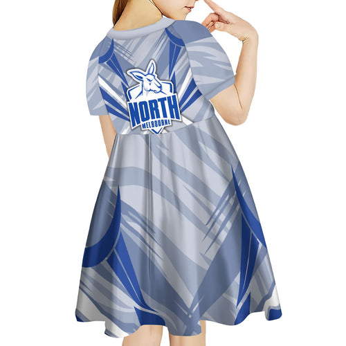 North Melbourne Kangaroos Australian Football Kid Short Sleeve Dress Powerful Kangaroo Mascot - Bold Team Colors