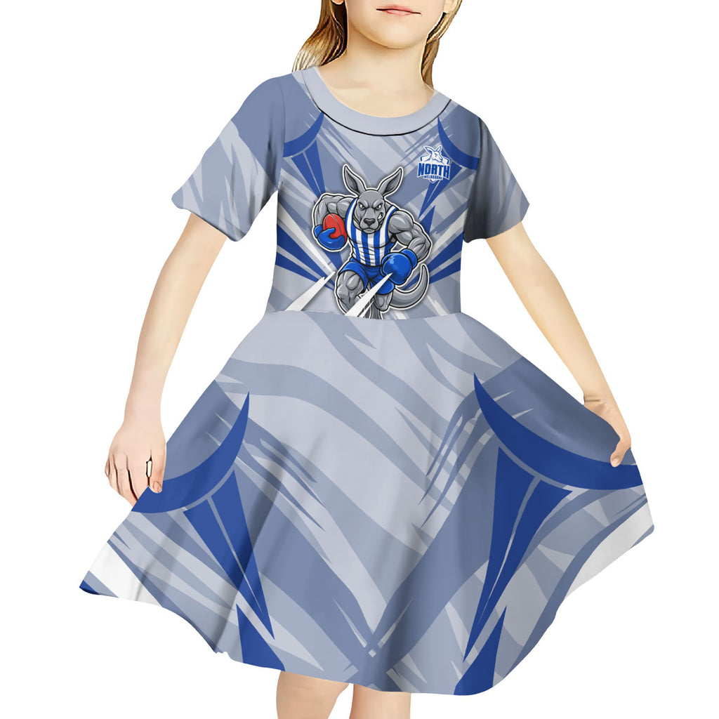 North Melbourne Kangaroos Australian Football Kid Short Sleeve Dress Powerful Kangaroo Mascot - Bold Team Colors