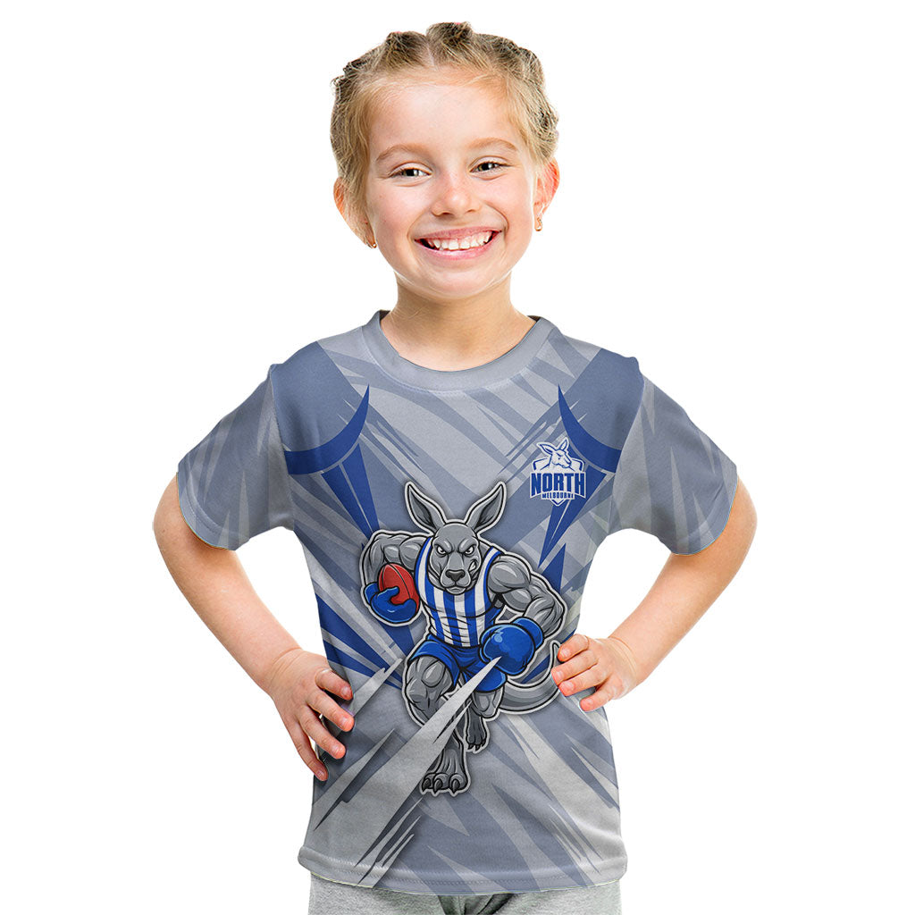 North Melbourne Kangaroos Australian Football Kid T Shirt Powerful Kangaroo Mascot - Bold Team Colors