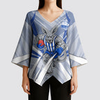 North Melbourne Kangaroos Australian Football Kimono Sleeve Blouse Powerful Kangaroo Mascot - Bold Team Colors