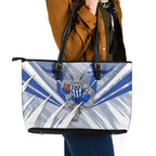 North Melbourne Kangaroos Australian Football Leather Tote Bag Powerful Kangaroo Mascot - Bold Team Colors