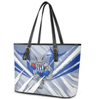 North Melbourne Kangaroos Australian Football Leather Tote Bag Powerful Kangaroo Mascot - Bold Team Colors