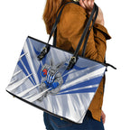 North Melbourne Kangaroos Australian Football Leather Tote Bag Powerful Kangaroo Mascot - Bold Team Colors