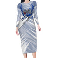 North Melbourne Kangaroos Australian Football Long Sleeve Bodycon Dress Powerful Kangaroo Mascot - Bold Team Colors