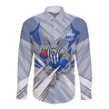 North Melbourne Kangaroos Australian Football Long Sleeve Button Shirt Powerful Kangaroo Mascot - Bold Team Colors