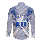 North Melbourne Kangaroos Australian Football Long Sleeve Button Shirt Powerful Kangaroo Mascot - Bold Team Colors