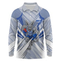North Melbourne Kangaroos Australian Football Long Sleeve Polo Shirt Powerful Kangaroo Mascot - Bold Team Colors