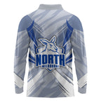 North Melbourne Kangaroos Australian Football Long Sleeve Polo Shirt Powerful Kangaroo Mascot - Bold Team Colors