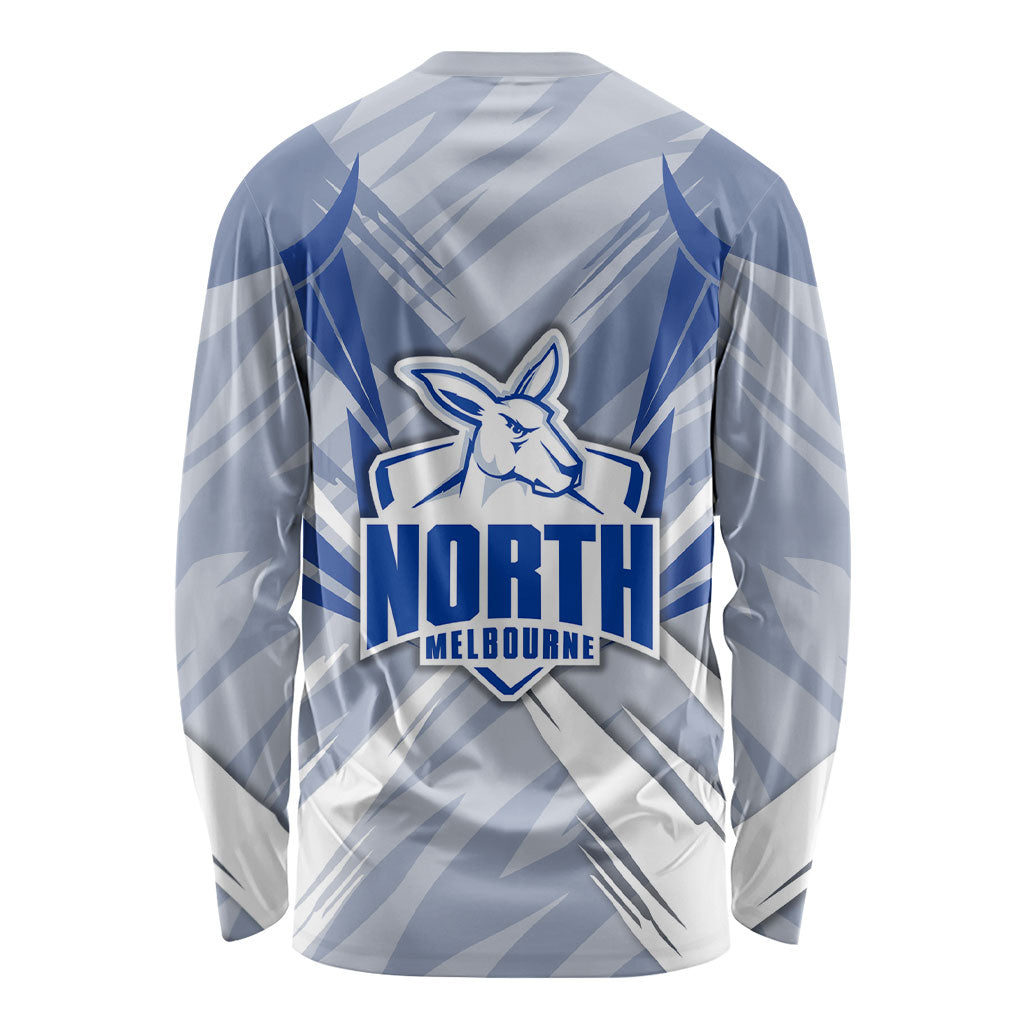 North Melbourne Kangaroos Australian Football Long Sleeve Shirt Powerful Kangaroo Mascot - Bold Team Colors
