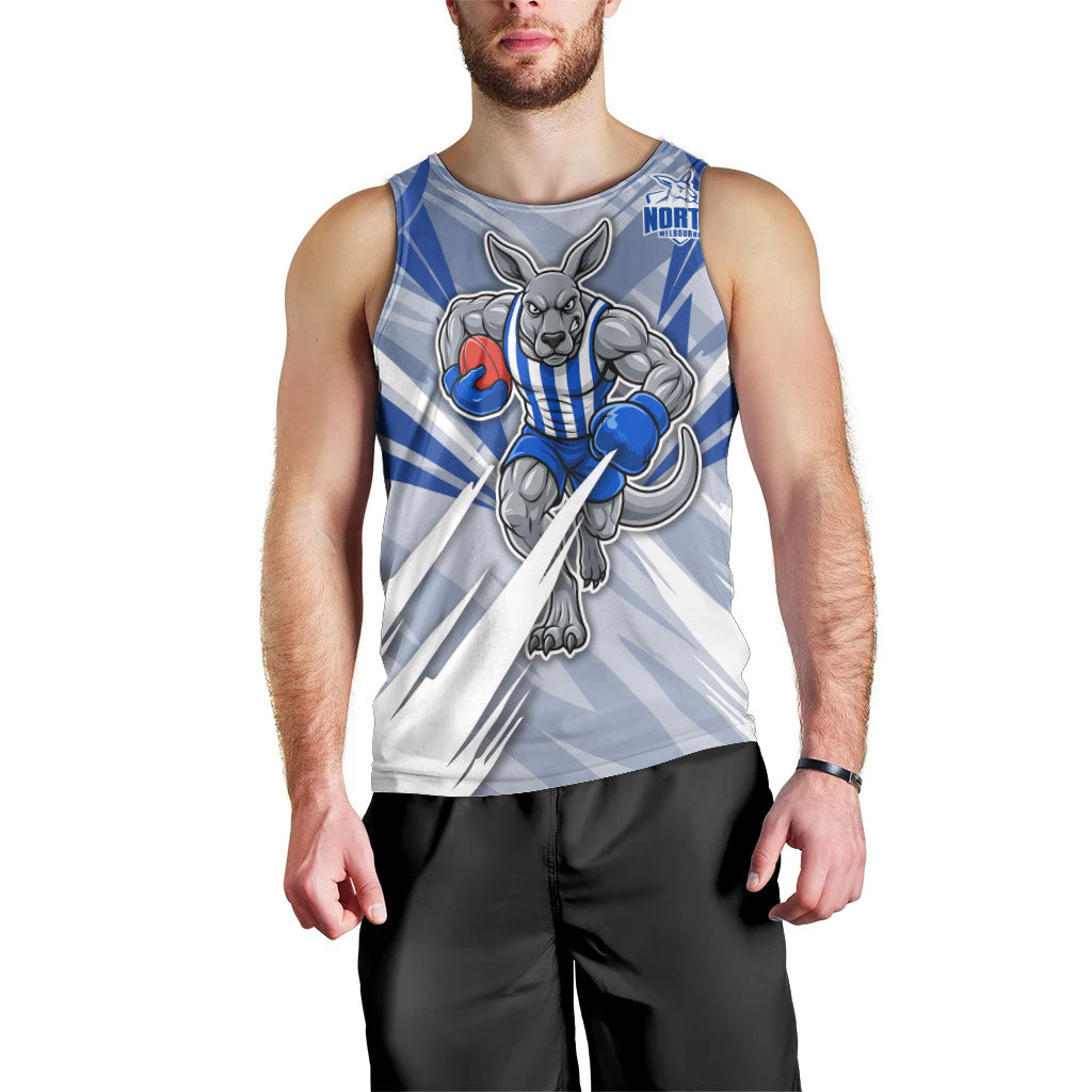 North Melbourne Kangaroos Australian Football Men Tank Top Powerful Kangaroo Mascot - Bold Team Colors