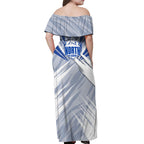 North Melbourne Kangaroos Australian Football Off Shoulder Maxi Dress Powerful Kangaroo Mascot - Bold Team Colors
