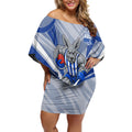 North Melbourne Kangaroos Australian Football Off Shoulder Short Dress Powerful Kangaroo Mascot - Bold Team Colors