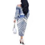 North Melbourne Kangaroos Australian Football Off The Shoulder Long Sleeve Dress Powerful Kangaroo Mascot - Bold Team Colors