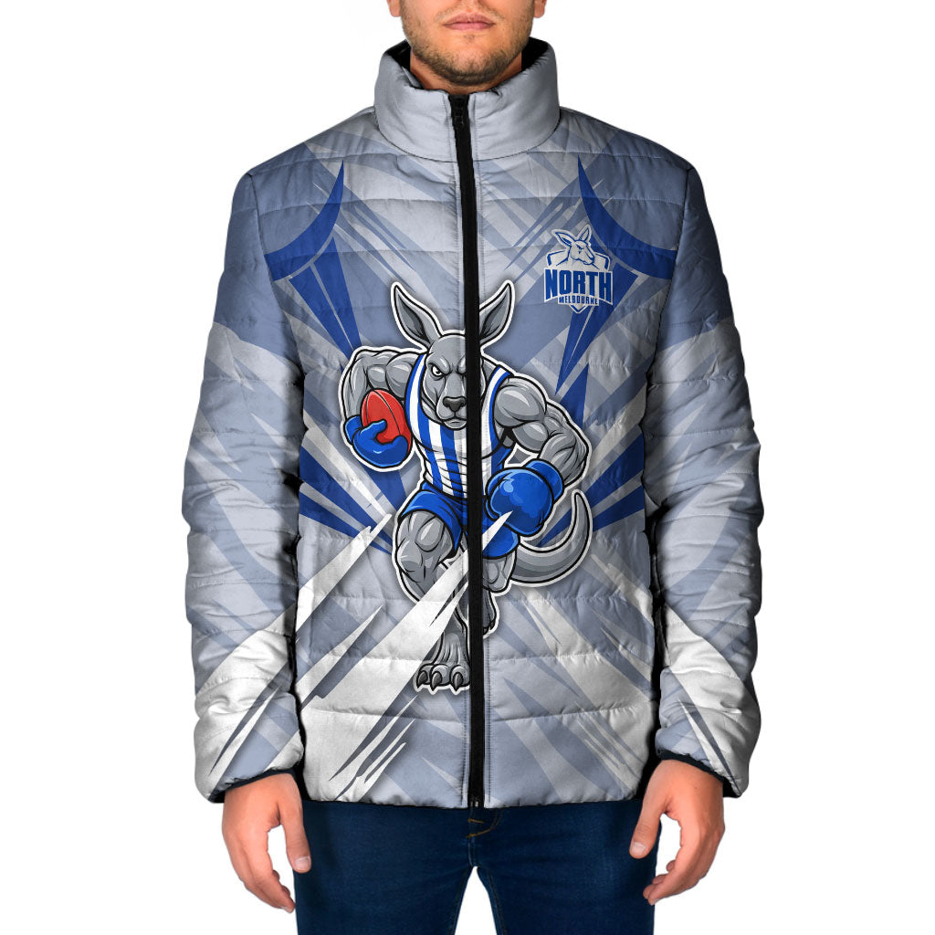 North Melbourne Kangaroos Australian Football Padded Jacket Powerful Kangaroo Mascot - Bold Team Colors