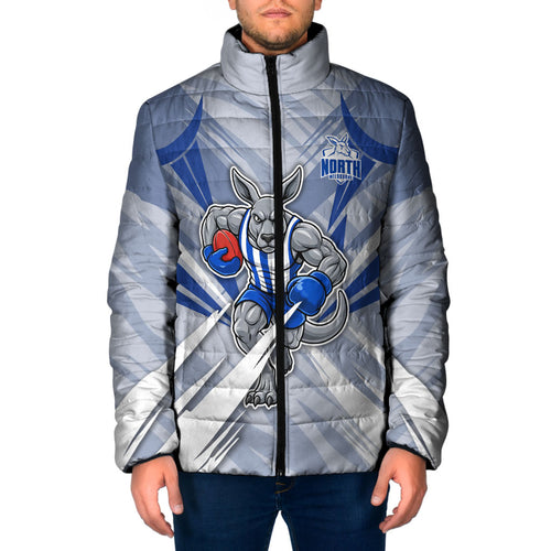 North Melbourne Kangaroos Australian Football Padded Jacket Powerful Kangaroo Mascot - Bold Team Colors