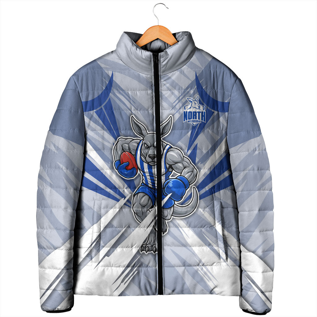 North Melbourne Kangaroos Australian Football Padded Jacket Powerful Kangaroo Mascot - Bold Team Colors