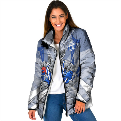 North Melbourne Kangaroos Australian Football Padded Jacket Powerful Kangaroo Mascot - Bold Team Colors