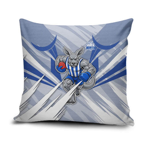 North Melbourne Kangaroos Australian Football Pillow Cover Powerful Kangaroo Mascot - Bold Team Colors