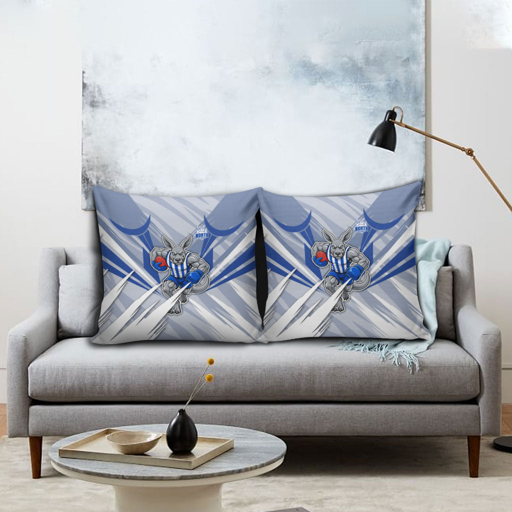 North Melbourne Kangaroos Australian Football Pillow Cover Powerful Kangaroo Mascot - Bold Team Colors