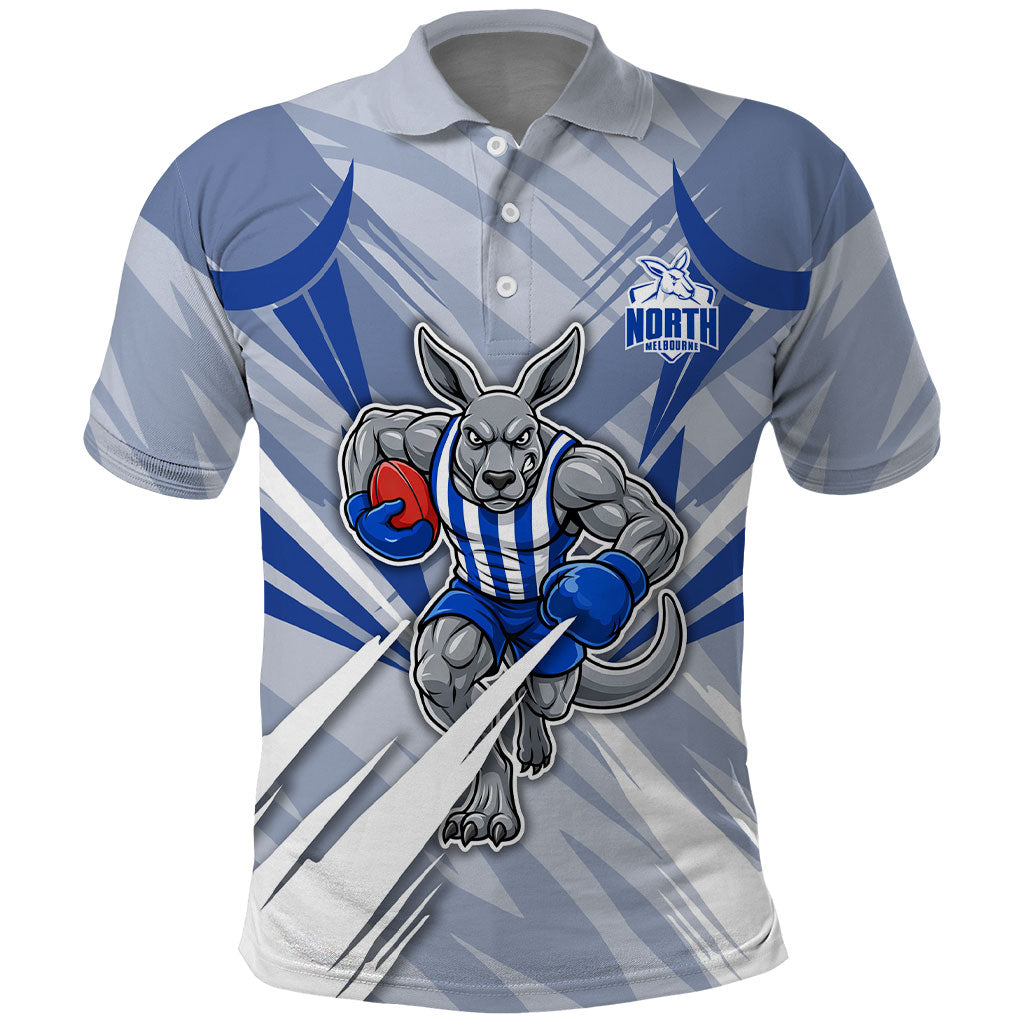 North Melbourne Kangaroos Australian Football Polo Shirt Powerful Kangaroo Mascot - Bold Team Colors