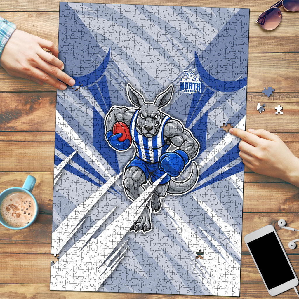 North Melbourne Kangaroos Australian Football Puzzle Powerful Kangaroo Mascot - Bold Team Colors