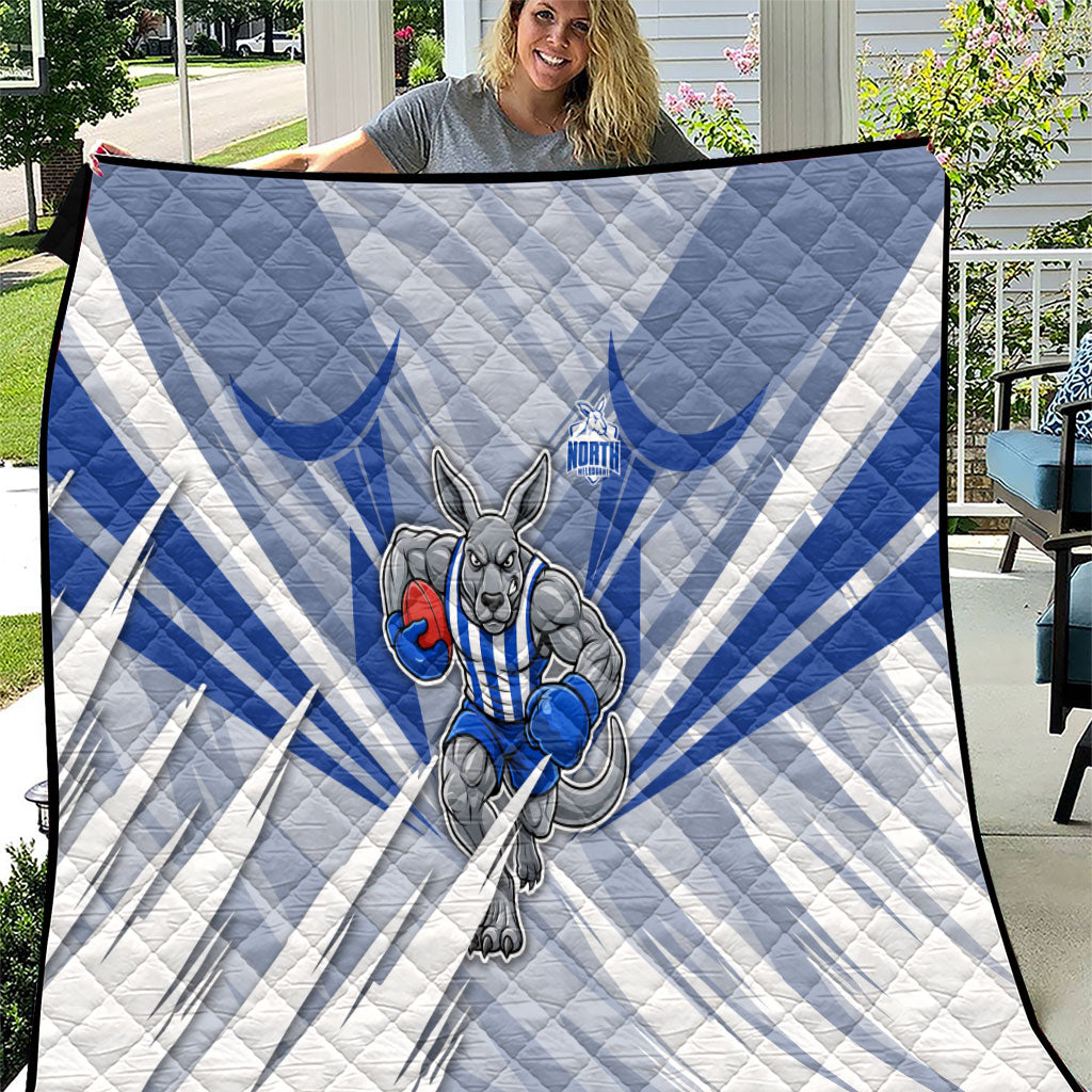 North Melbourne Kangaroos Australian Football Quilt Powerful Kangaroo Mascot - Bold Team Colors
