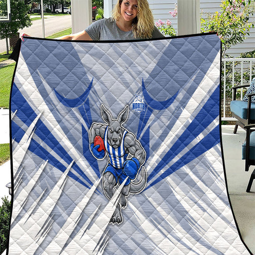 North Melbourne Kangaroos Australian Football Quilt Powerful Kangaroo Mascot - Bold Team Colors
