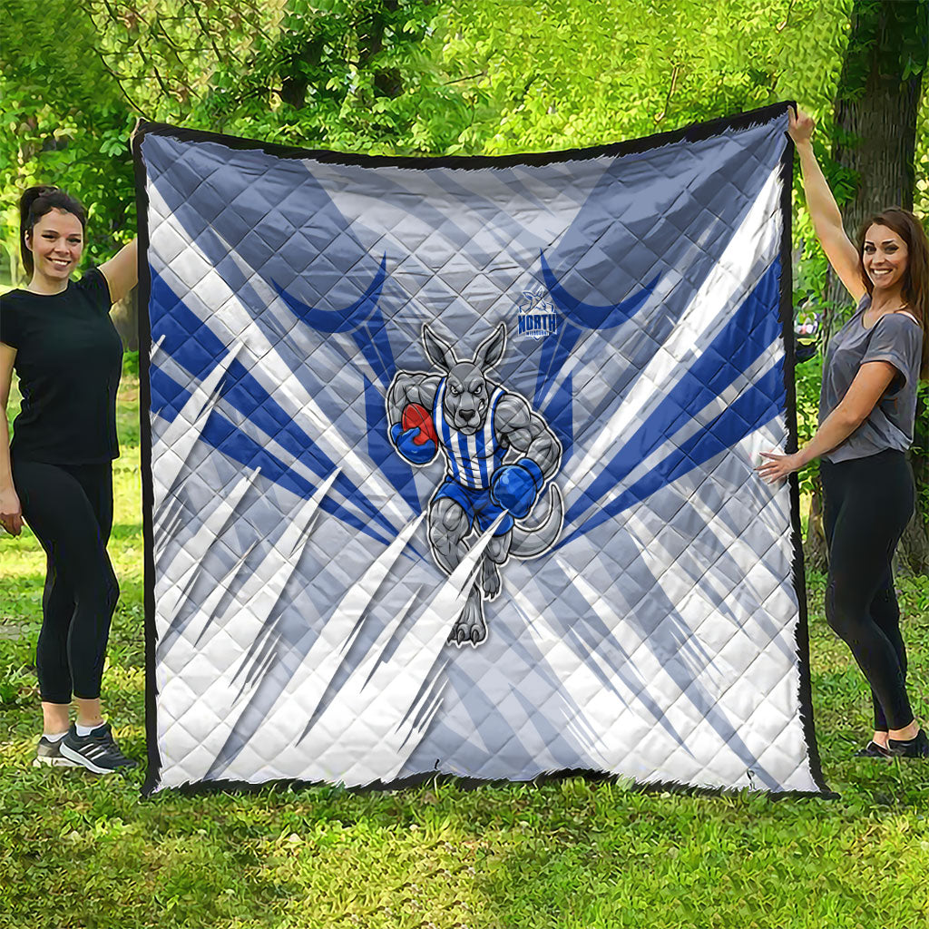 North Melbourne Kangaroos Australian Football Quilt Powerful Kangaroo Mascot - Bold Team Colors