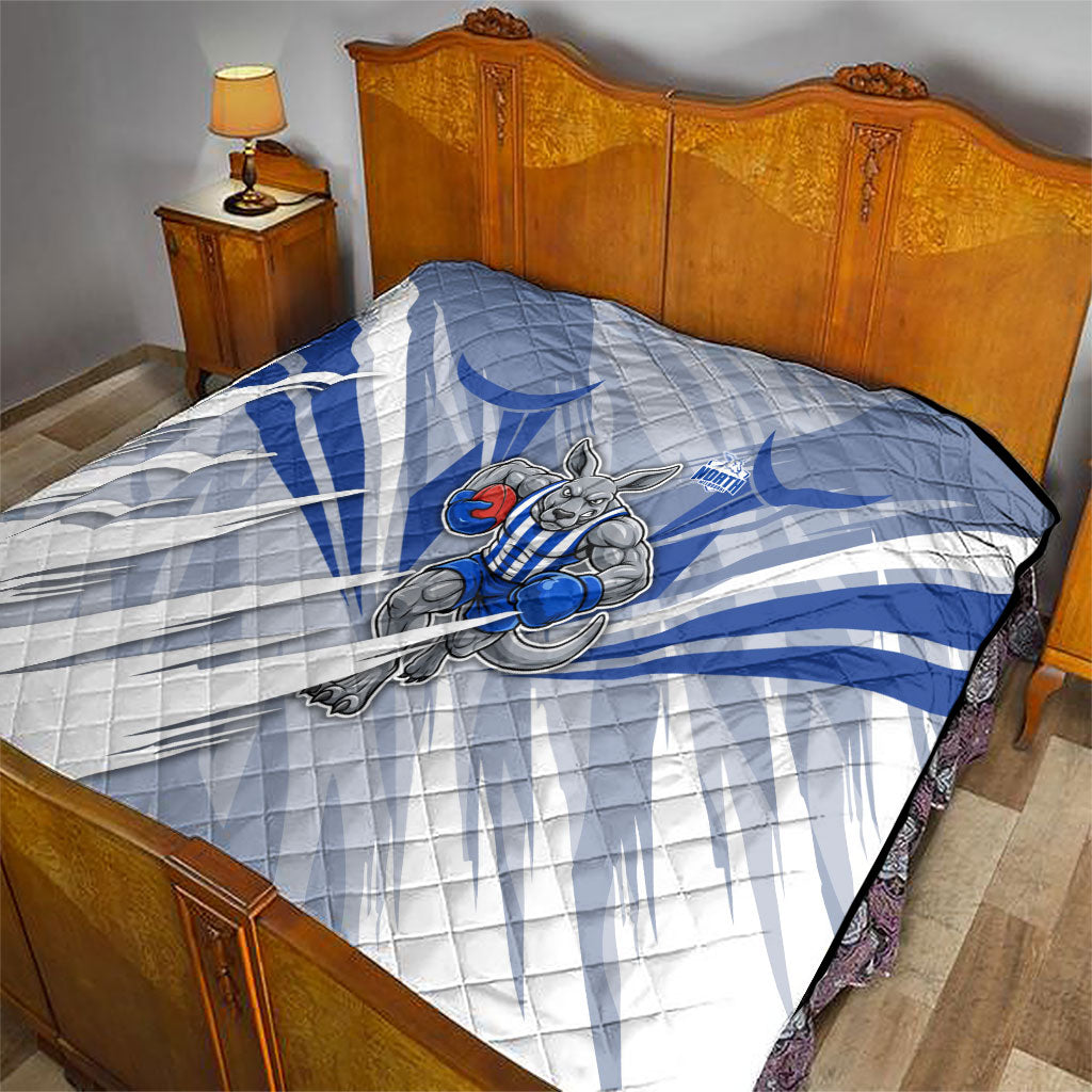 North Melbourne Kangaroos Australian Football Quilt Powerful Kangaroo Mascot - Bold Team Colors
